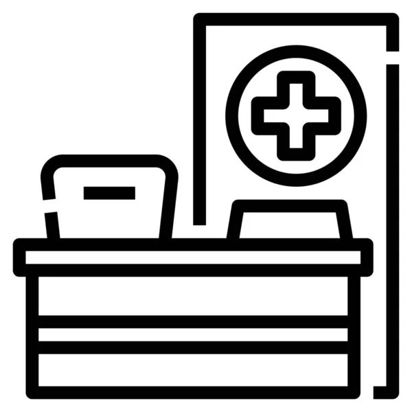 Escritorio Icono Del Hospital Delantero — Vector de stock