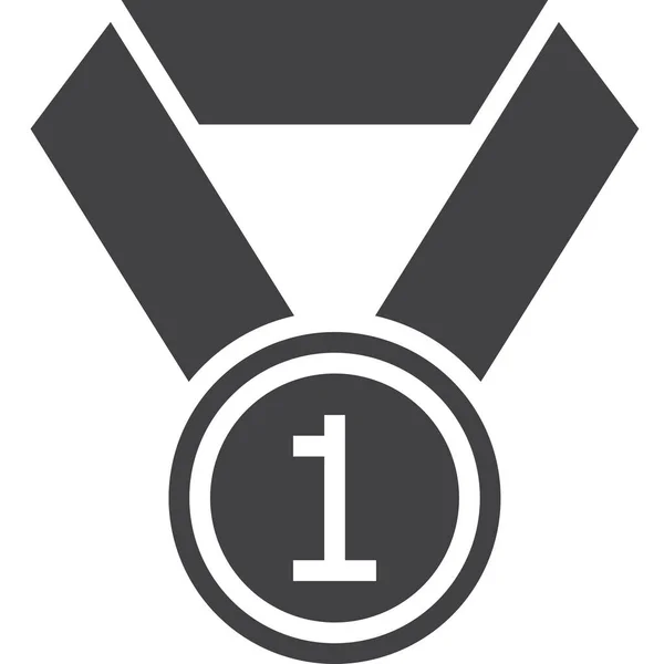 Award First Medal Icon Solid Style — Stock Vector