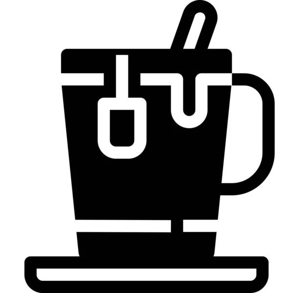 Kahvesi Simgesi Katı Stil — Stok Vektör