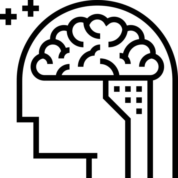 Hjärna Intelligent Ikon Kontur Stil — Stock vektor