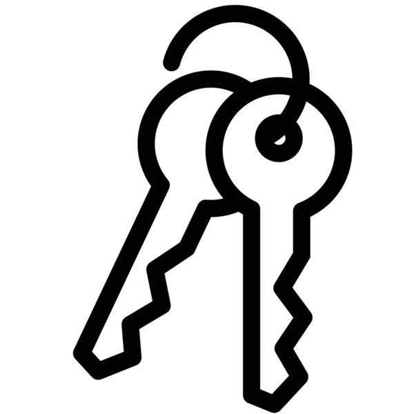 Schlüssel Umriss Familie Heim Symbol Umriss Stil — Stockvektor