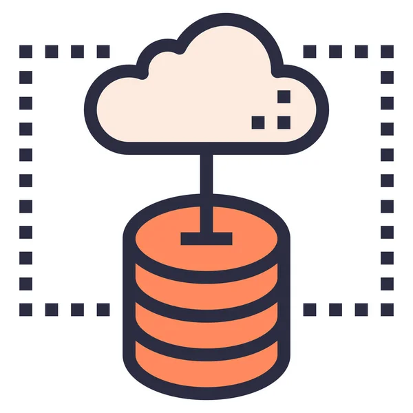 Cloud Computer Hosting Icon Estilo Esquema Rellenado — Vector de stock