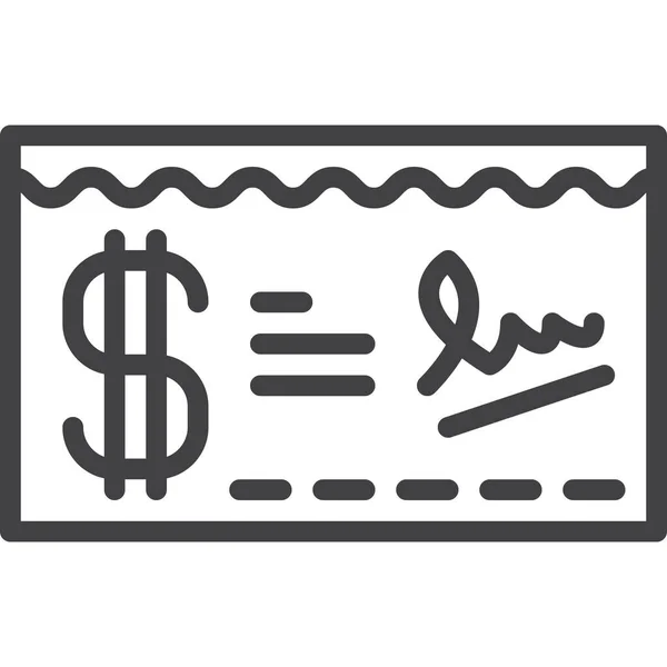 Icono Cheque Bancario Categoría Compras Comercio Electrónico — Vector de stock