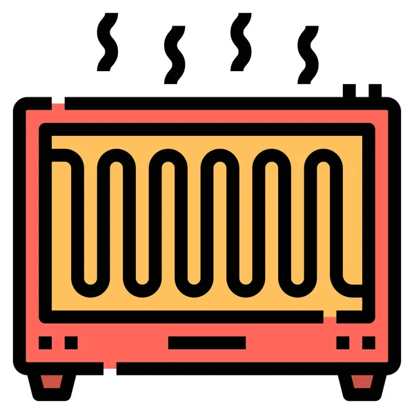 Electric Heater Radiator Icon Filled Outline Style — Stock Vector