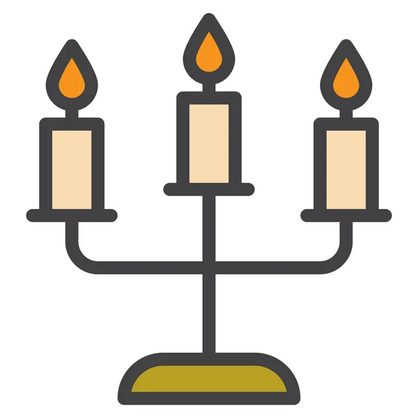 Candelabra Candles Candlestickm Icon — Vetor de Stock