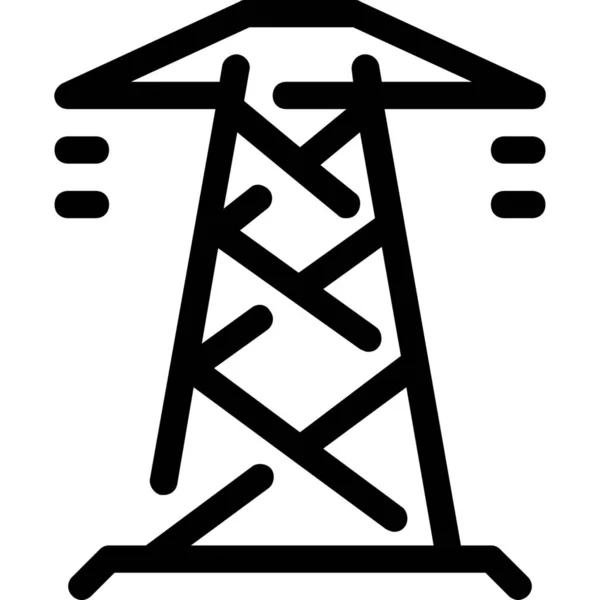 Значок Линий Электропередач Стиле Абрис — стоковый вектор