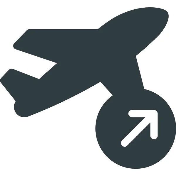 Vuelo Fuera Avión Icono Estilo Sólido — Vector de stock