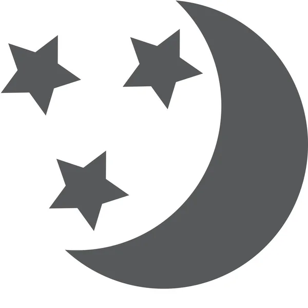 Ícone Noite Lua Clara Estilo Sólido —  Vetores de Stock