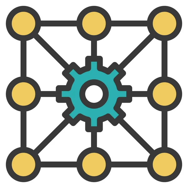 Algorithm Calculate Gear Icon Filled Outline Style — Stock Vector