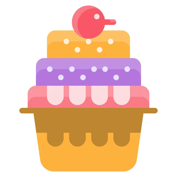 Pastel Taza Postre Icono Estilo Plano — Vector de stock