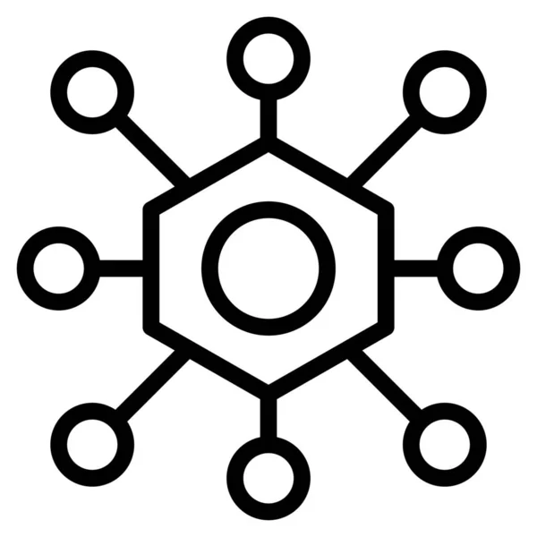 Blockchain Κεντρικό Εικονίδιο Δεδομένων Στυλ Περίγραμμα — Διανυσματικό Αρχείο