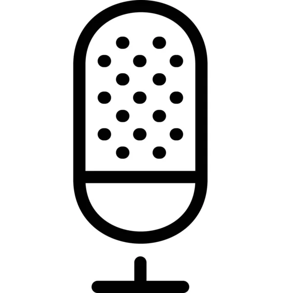 Mikro Mikrofon Röst Ikonen Kontur Stil — Stock vektor