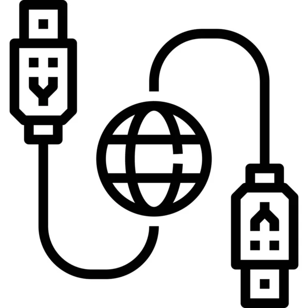 Icono Conexión Del Ordenador Por Cable Estilo Outline — Archivo Imágenes Vectoriales