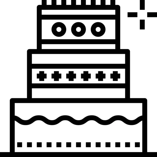 Иконка Торта Десерт Партии Стиле Наброска — стоковый вектор
