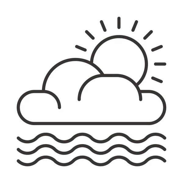 Nuvole Icona Precipitazione Stile Outline — Vettoriale Stock