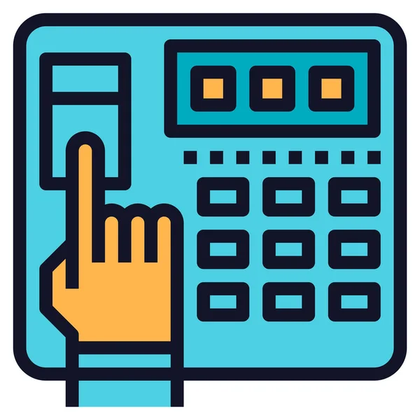 Finger Fingerprint Machine Icon Filled Outline Style — Stock Vector
