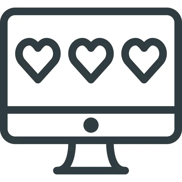 Desctop Feedback Heart Icon Outline Stil — Stockvektor