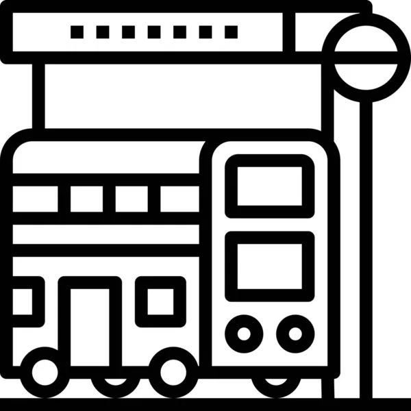 Icône Arrêt Bus Dans Style Outline — Image vectorielle