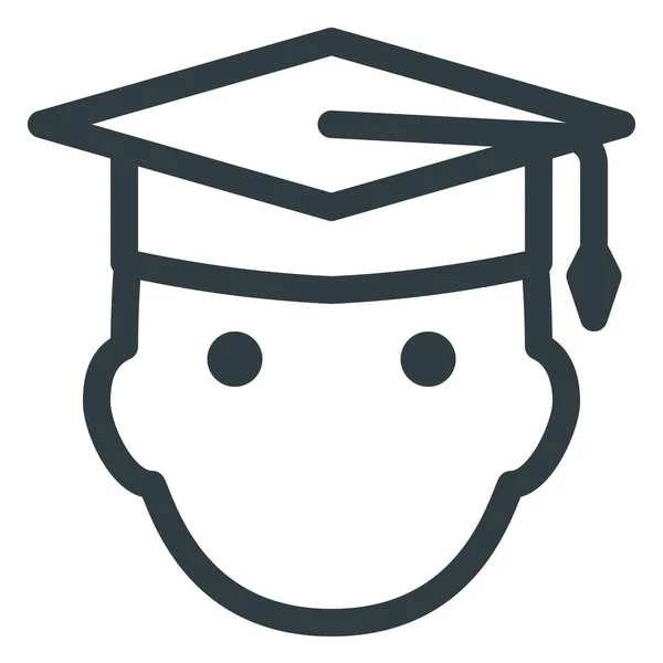 Avatar Diplômé Icône Graduation Dans Style Contour — Image vectorielle