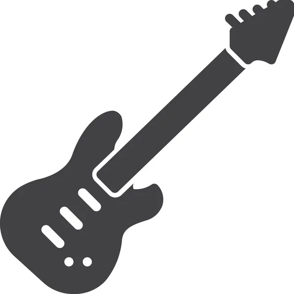 Ikon Musik Gitar Elektrik Dalam Gaya Solid - Stok Vektor
