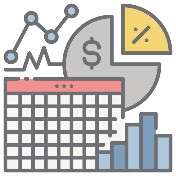 Analytics Dashboard Sales Icon Filled Outline Style — Stock Vector