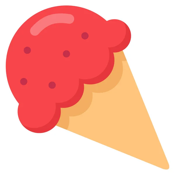 Cold Cone Dessert Icon Flat Style — Stock Vector