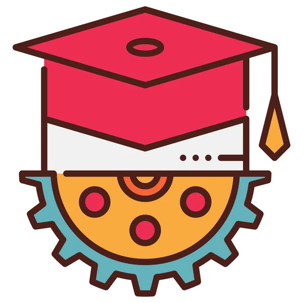 College Degree Educational Icon Filled Outline Style — Stock Vector