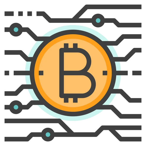 Bitcoin Btc Cryptocurrency Icon Filled Outline Style — Stock Vector