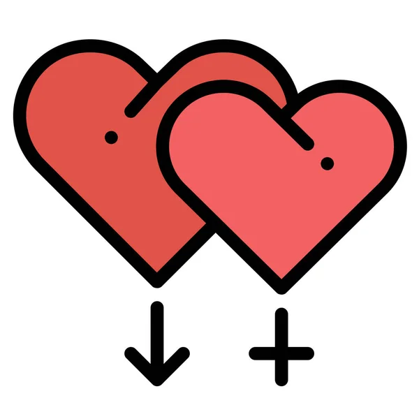 Kön Hjärta Kärlek Ikon Fylld Kontur Stil — Stock vektor