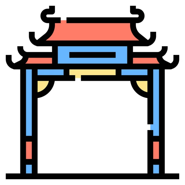 Китайская Икона Архитектуры Стиле Заполненный Контур — стоковый вектор