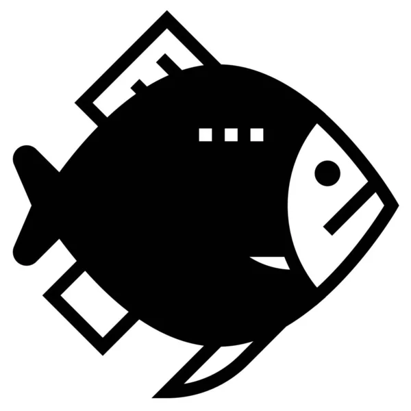Ikona Živočišné Výživy Ryb Pevném Stylu — Stockový vektor