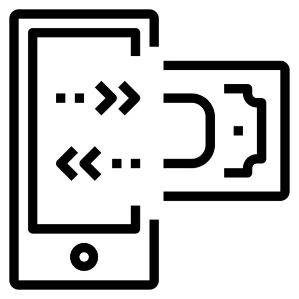 Иконка Мобильного Бизнеса Наличными Стиле Outline — стоковый вектор