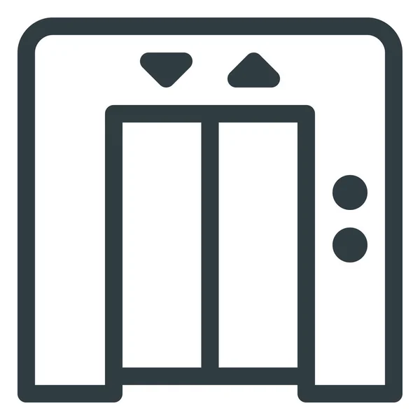 Budova Dveře Výtah Ikona Stylu Osnovy — Stockový vektor