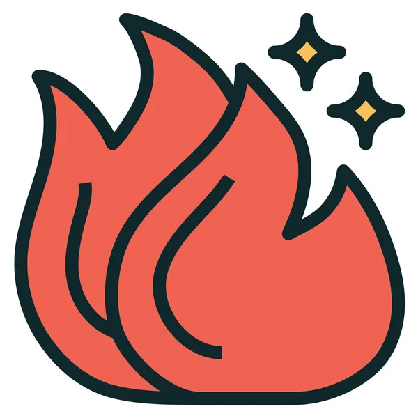 Burn Calories Fire Icon Filled Outline Style — Stock Vector