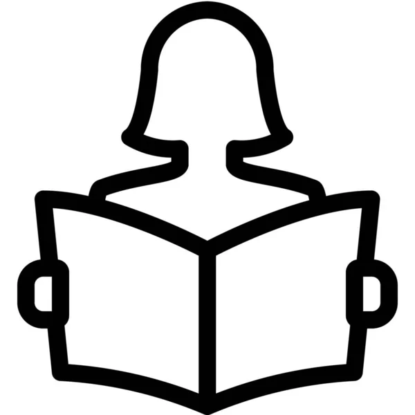 Ikona Czytania Książek Stylu Zarysu — Wektor stockowy