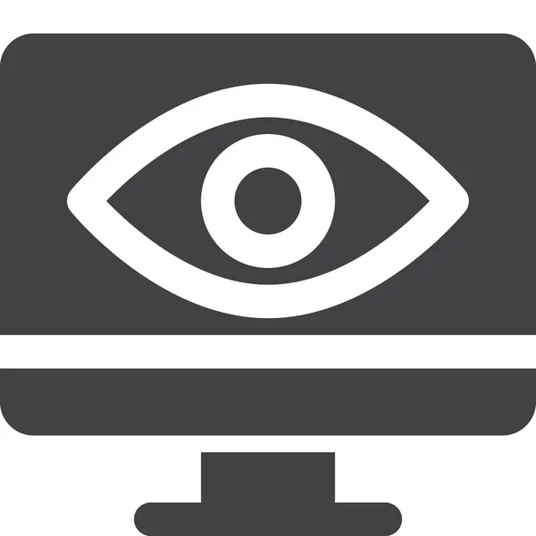 Icône Écran Surveillance Des Yeux Dans Style Solide — Image vectorielle