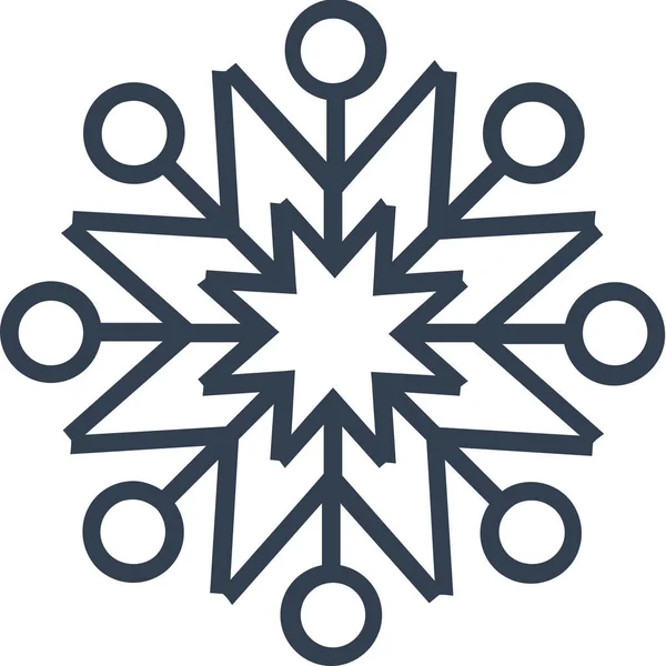 Christmas Flake Geometric Icon Outline Style — Stock Vector