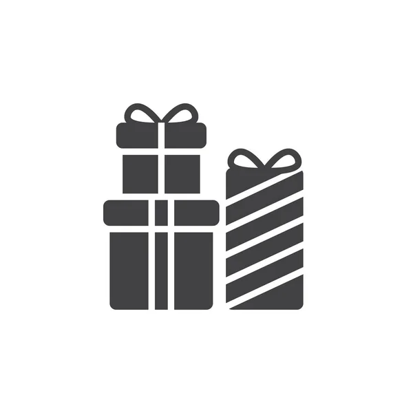 Cajas Icono Regalo Navidad Estilo Sólido — Archivo Imágenes Vectoriales