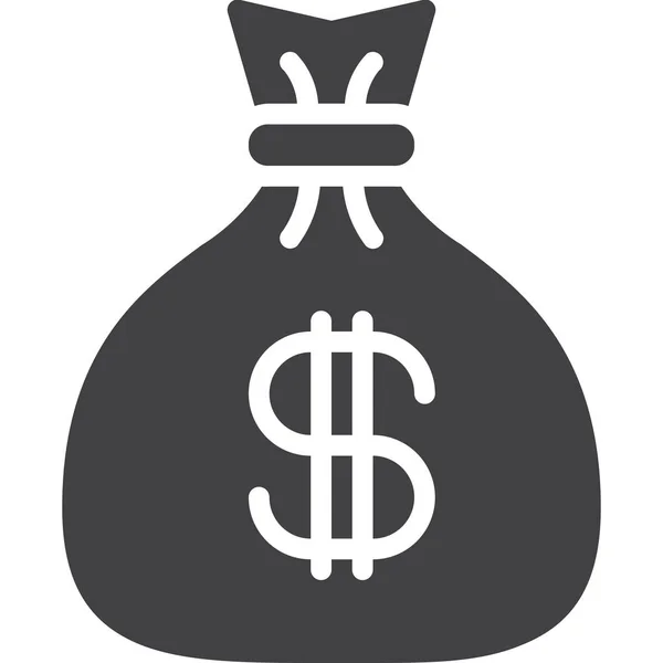 Bag Δολάριο Εικονίδιο Χρήματα Στερεό Στυλ — Διανυσματικό Αρχείο