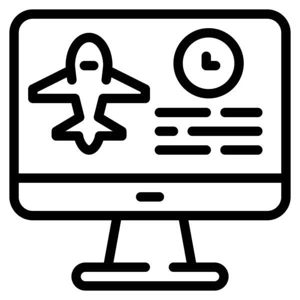 Booking Computer Flight Icon Outline Style — Stock Vector