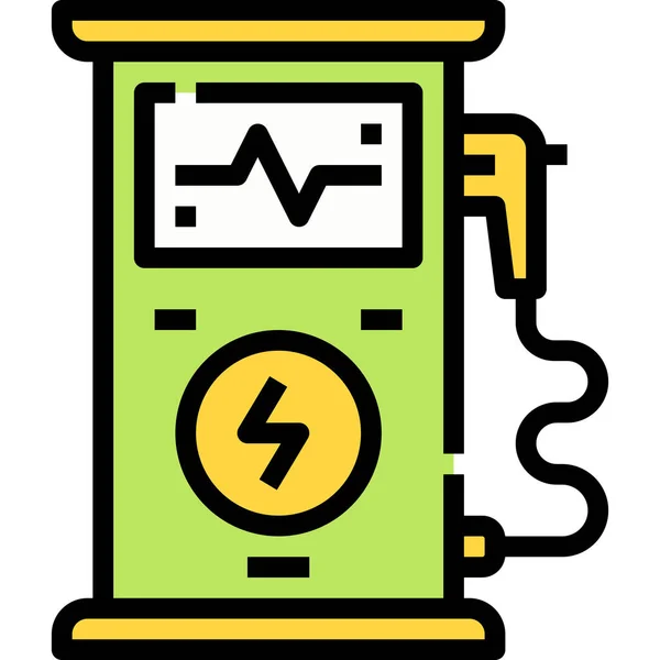 Carga Ecología Icono Eléctrico Estilo Contorno Lleno — Vector de stock