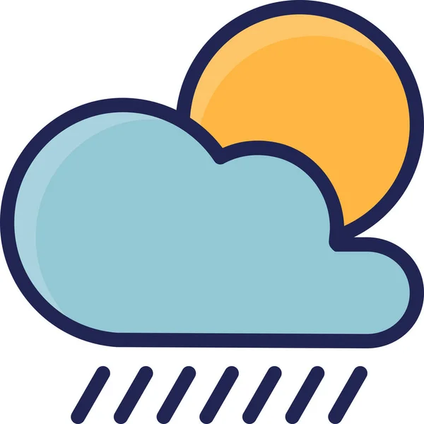 Nube Previsione Pioggia Icona Pieno Stile Contorno — Vettoriale Stock