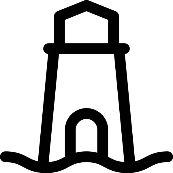 建筑物灯塔位置图标在轮廓风格 — 图库矢量图片