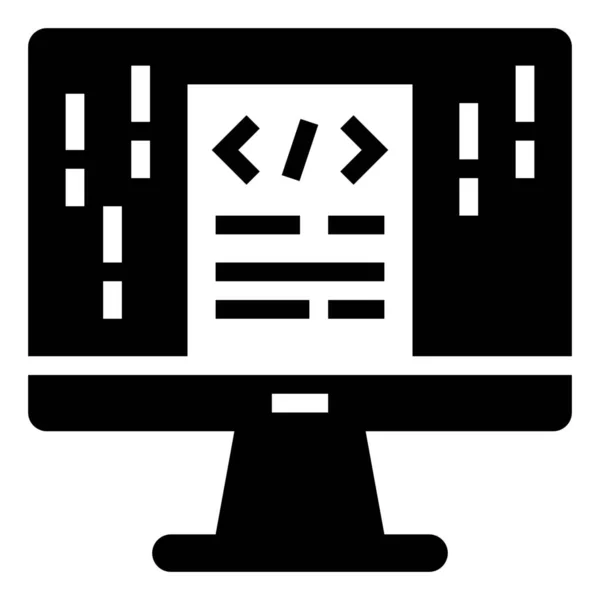 Icono Monitor Computadora Código Estilo Sólido — Archivo Imágenes Vectoriales