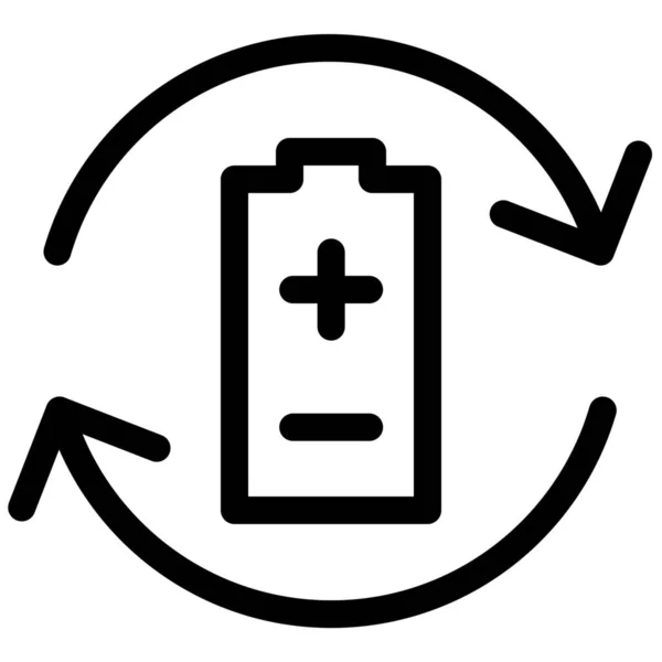 Akkus Wiederaufladbares Recycling Symbol Outline Stil — Stockvektor