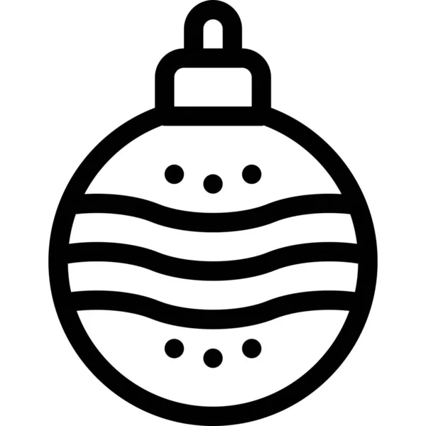 Bal Kerst Decoratie Pictogram Omtrek Stijl — Stockvector