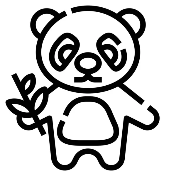 Ikona Zvířecího Medvěda Panda Stylu Osnovy — Stockový vektor