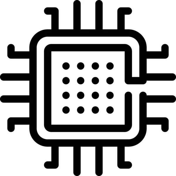 Icona Della Scheda Madre Del Computer Chip Stile Outline — Vettoriale Stock