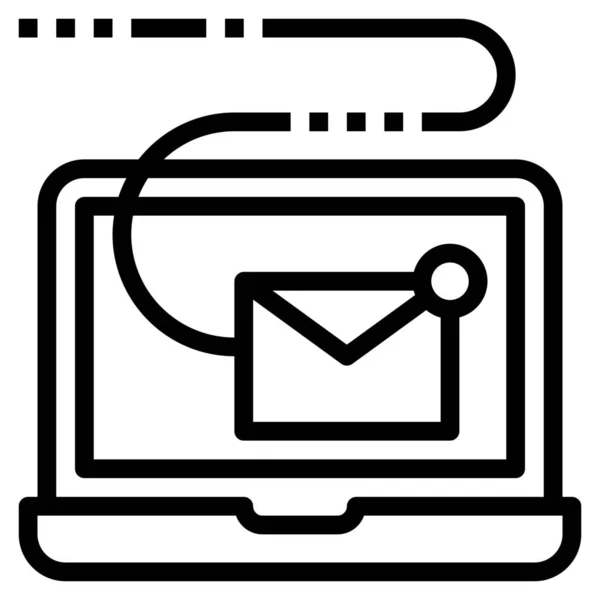 数码电子邮件营销图标的轮廓风格 — 图库矢量图片