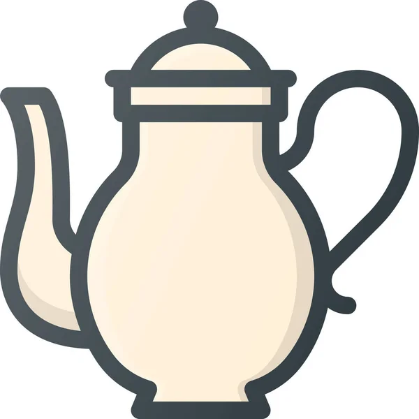 旧茶壶图标 充填轮廓风格 — 图库矢量图片